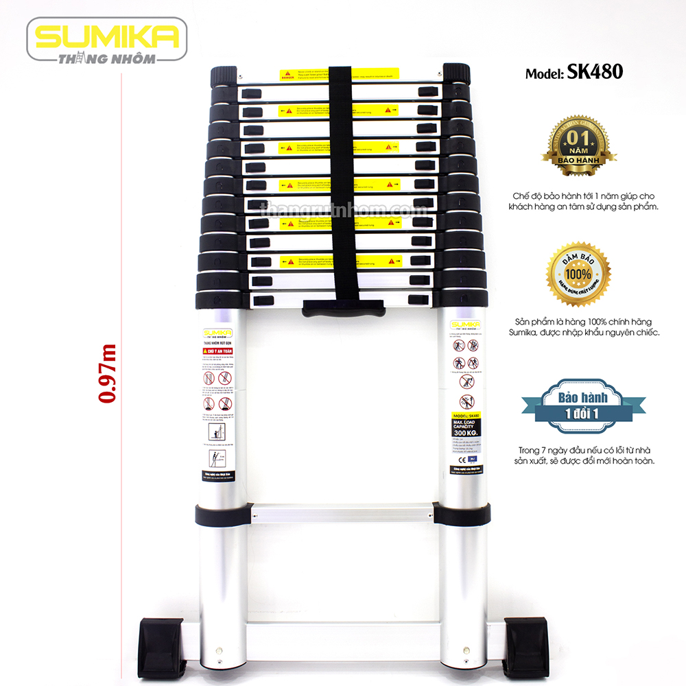 Thang rút nhôm Sumika SK480 (Màu đen - 4.8m)